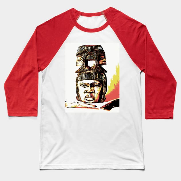 African Mask in the Desert Sun Color Baseball T-Shirt by Evgeniya